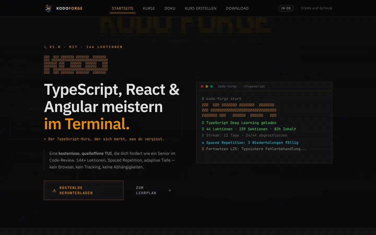Kodo Forge auf dem Desktop